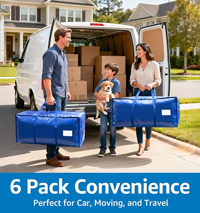 6 Pack Large Moving Bags Heavy Duty – Reusable Storage Bags - Image 4