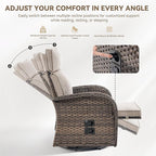 Zero Gravity Patio Swivel Rocking Recliner Chairs Set of 2 - Wicker Outdoor Lounge Chair with Adjustable Backrest & Footrest, All Weather Reclining Rocker Chairs with Thick Cushion for Pool Deck Beige - Image 6