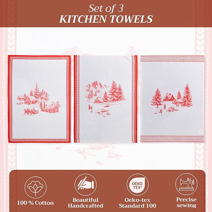 Maison d' Hermine Kitchen Towels Set of 3 100% Cotton 20" x 27.5" Reusable - Image 2