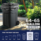 Plasticplace 64-65 Gallon Black Trash Bags, Heavy Duty Toter Can Liners - Image 4