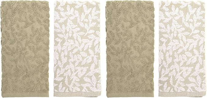 MosJos 4 Pack Hand Towels, Cotton Sage Green and White Floral Kitchen Towel - Image 9