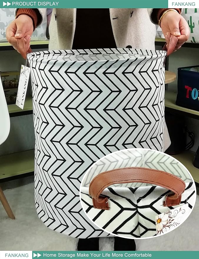 FANKANG Storage Basket, Nursery Hamper Canvas Laundry Basket Foldable - Image 3