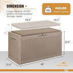 Devoko 100 Gallon Waterproof Large Resin Deck Box Outdoor Storage Box Indoor Lockable Storage Container with Cushion for Patio Furniture Garden Pool Cushions (Light Brown) - Image 6