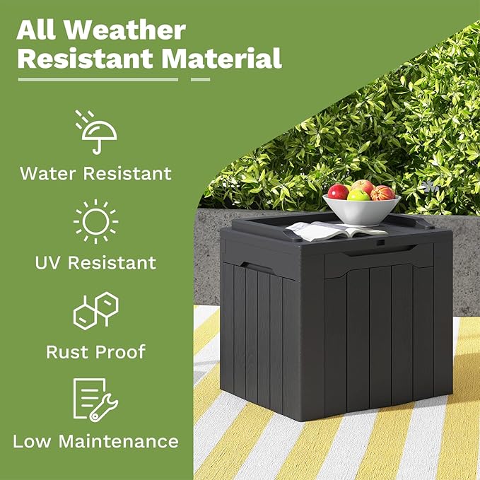 Patiowell 30 Gallon Resin Deck Box, Outdoor Storage Box for Patio Furniture, Deliveries, Pool Supplies,Waterproof and Lockable, Black - Image 3