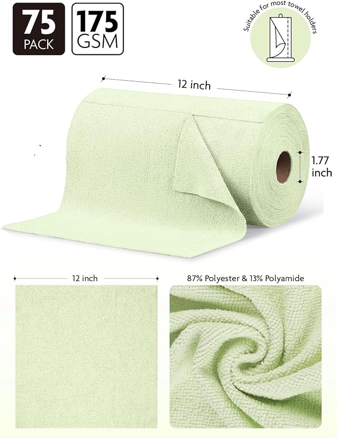 Fantasticlean Microfiber Cleaning Cloth Roll -75 Pack, Tear Away Microfiber - Image 6