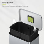 EKO Madison Matte Grey Stainless Steel 50 Liter/13.2 Gallon Step Trash Can - Image 8