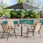 Betterhood Patio Chairs Set of 4, Stackable Outdoor Dining Chairs Set with Breathable Seat Fabric, All-Weather Powder-Coated Metal Frame for Deck, Pool Side and Backyard, 350LBS Capacity (Khaki) - Image 5