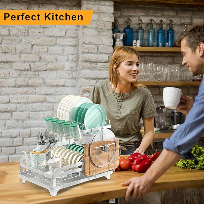 Dish Drying Rack Without Installation 2 Tier Metal Dish Racks - Image 8