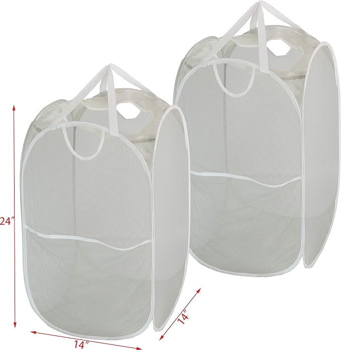 Simple Houseware Mesh Pop-Up Laundry Hamper Basket - Image 6