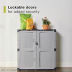 Rubbermaid Freestanding Storage Cabinet with Doors 18"D x 36"W x 37"H Medium Gray/Black Two-Shelf Lockable Cabinet for Indoor/Outdoor/Garage Storage for Garden Tools/Lawn Care Accessories - Image 6