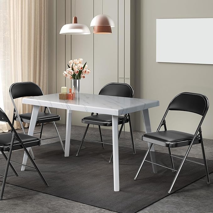 VINGLI 10 Pack Folding Chairs with Padded Seats, Metal Frame with Pu Leather Seat & Back, Capacity 350 lbs, Black - Image 2