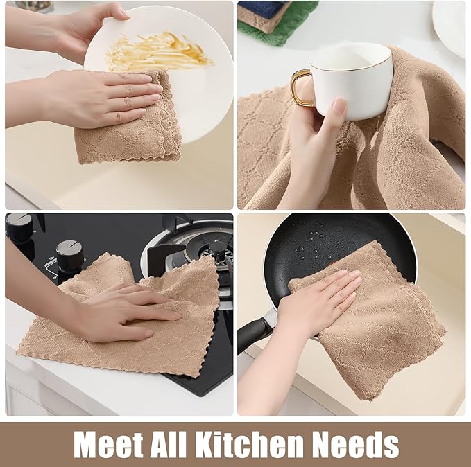 Homaxy Kitchen Towels and Dishcloths Set, 10 x 10 and 13 x 19 Inches, No Lint - Image 5