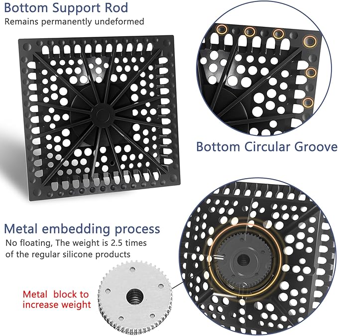 Shower Drain Hair Catcher, Square Silicone Shower Drain Cover - Image 2