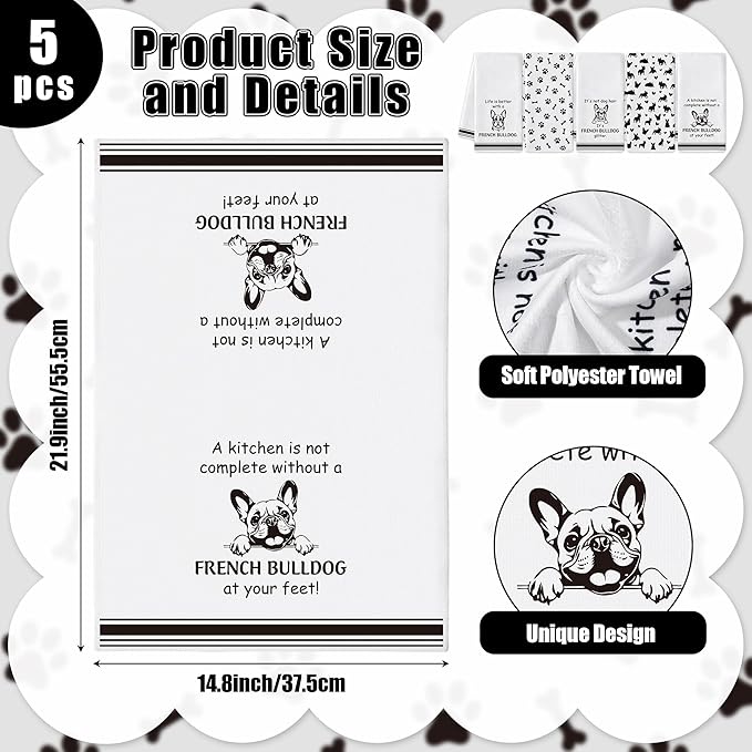 French Bulldog Kitchen Dish Towel - Image 2