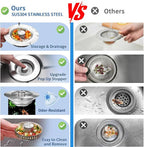 3-in-1 Kitchen Sink Drain Strainer & Sink Stopper 2 Pack : 304 Stainless Steel - Image 4