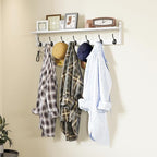 BAMEOS 35" L Wall Hooks with Shelf, Entryway Coat Hooks, Wood Wall Hanging Shelf - Image 8