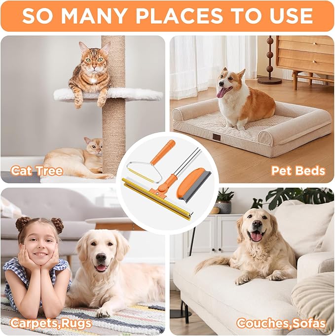 3 in 1 Carpet Rake for Pet Hair Removal, Tool Set of 3, 55” Long Handle Carpet - Image 2