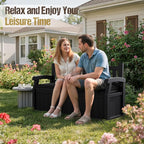 80-Gallon Outdoor Storage Bench with Cushion, Lockable Waterproof Deck Box with Armrests for Patio, Garden, Pool, Black - Image 2