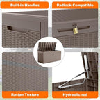 120 Gallon Resin Deck Box, Lockable Patio Outdoor Storage Box for Furniture, Garden Tools and Tools Storage, Waterproof Outside Storage Boxes - Grey - Image 3