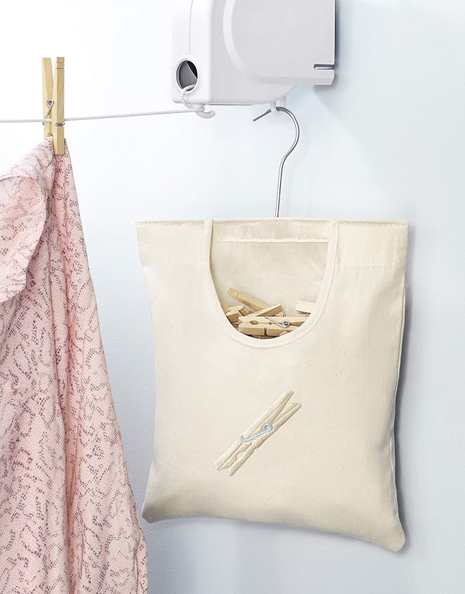 Whitmor Canvas Clothespin Bag Hanging Storage Organizer - Image 2