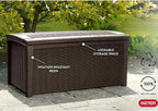 Keter Borneo 110 Gallon Resin Deck Box - Organization and Storage for Patio Furniture, Outdoor Cushions, Throw Pillows, Garden Tools and Pool Toys, Brown - Image 7