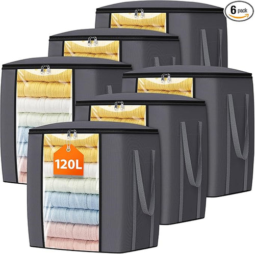 120L Extra Large Clothes Storage Bags, Foldable Blanket Storage and Organization by Unknown
