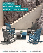 SERWALL Oversized Rocking Chair, Outdoor Rocking Chair for Adults, All Weather Resistant Porch Rocker for Lawn Garden, Grey - Image 5