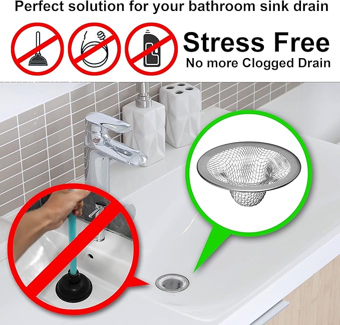 12 Pack - 2.125" Top / 1" Basket- Mesh Sink Drain Strainer Hair Catcher - Image 3