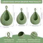Halidali Hanging Fruit Baskets for Kitchen, 3 Pack Boho Cotton Rope Handwoven - Image 2