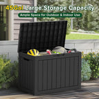 TARKARI 45 Gallon Lockable Resin Deck Box, Waterproof & UV-Resistant Outdoor Storage Box for Outdoor Cushion Storage, Garden Tools & Pool Accessories Storage, Black - Image 3