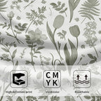 Spring Floral Hand Towels for Bathroom Set of 2 Sage Green White Flower Leaves - Image 3