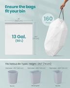 SONGMICS Trash Bags for 13-Gallon Trash Cans, Drawstring Kitchen Garbage Bags - Image 6