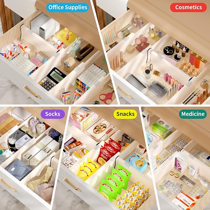 Drawer Dividers Organizer 9 Pack, Adjustable Separators 4" High Expandable from - Image 7