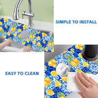 Blue Tiles and Yellow Lemon Sink Faucet Absorbing Mat Sink Splash Guard Faucet - Image 5