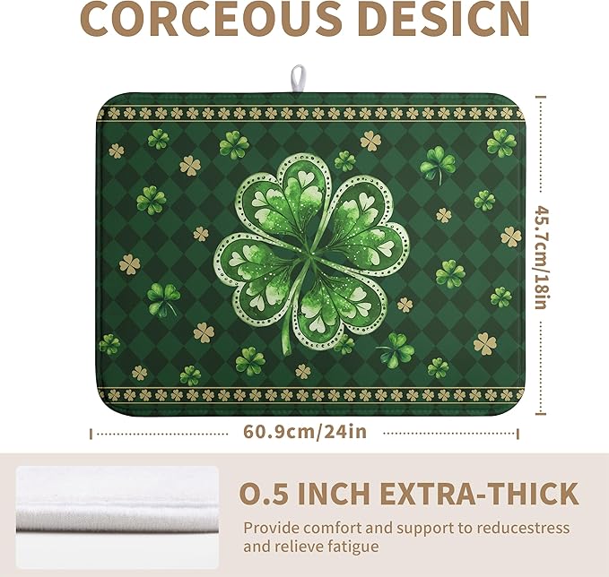 St Patrick's Day Shamrock Dish Drying Mat Green Spring Kitchen Dish Drying Pad - Image 5