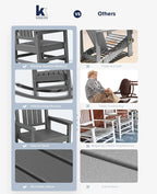 KINGYES HDPE Outdoor Rocking Chair, Widened Seat Patio Rocking Chair, Oversized All Weather Patio Rocker, Gray - Image 6