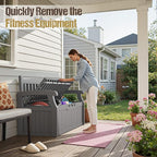 80-Gallon Outdoor Storage Bench, Waterproof Deck Box with Lockable Lid & Armrests for Patio, Garden, Pool, Gray - Image 7
