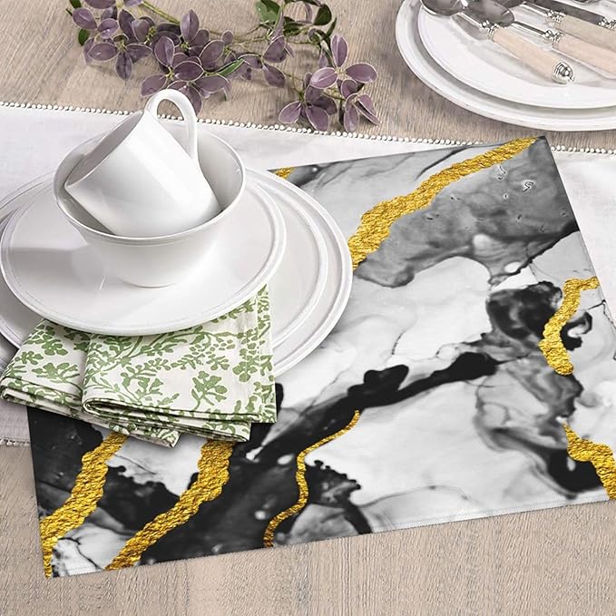 Black White Gold Marble Dish Drying Mat - Image 5