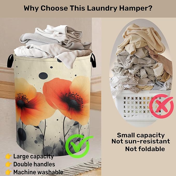 Orange Flowers Laundry Basket - Image 3