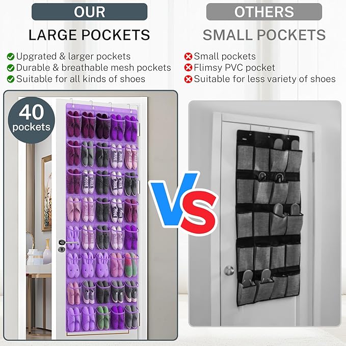 40-Pocket Over the Door Shoe Organizer - Image 6