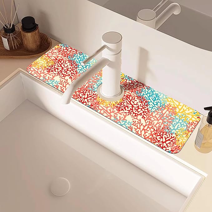 Colorful Sea Corals Dish Drying Mat - Image 2