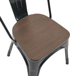 Nazhura Metal Dining Chair Farmhouse Tolix Style for Kitchen Dining Room Café Restaurant Bistro Patio, 18 Inch, Stackable, Waterproof Indoor/Outdoor (Sets of 4) (Black with Wood Padding) - Image 5