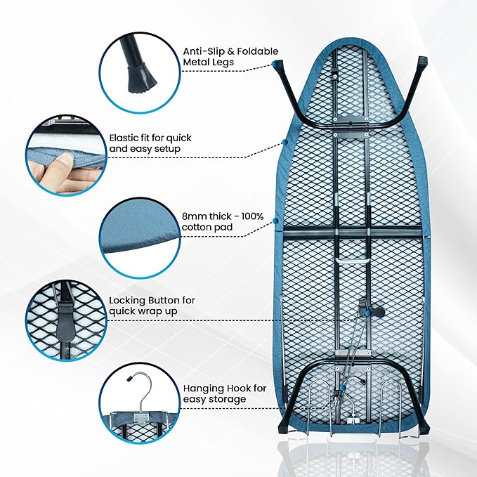 Metal Mesh Panel Tabletop Ironing Board | Foldable Iron Board | Heavy Duty - Image 4
