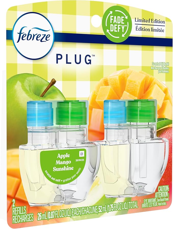 Febreze Plug In Air Freshener, Odor-Fighting Scented Oil Refill, Apple Mango - Image 8