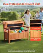 VEVOR Outdoor Storage Bench, 2-Person Wooden Storage Bench, 33 Gallons Deck Box with Side Handle, Supports up to 705 lbs, Weatherproof Outdoor Seating & Porch Decor, for Patio Garden Balcony Yard - Image 6
