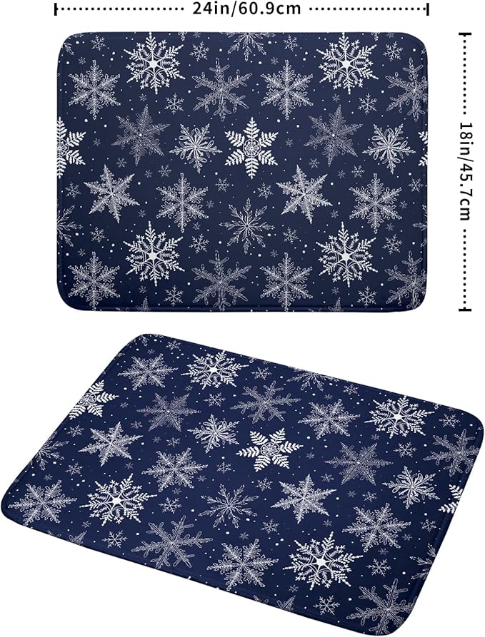 Winter Blue Snowflake Dish Drying Mat - Image 2