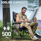 EVER ADVANCED Padded Oversized Folding Camping Chair for Adults, Heavy Duty Lawn Chair with Side Pockets, Portable Collapsible Quad Chair for Outside, Support Up to 500lbs, Black - Image 4