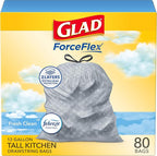Glad ForceFlex Tall Kitchen Drawstring Trash Bags, 13 Gal, Fresh Clean by GladTrashFoodStorage