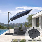 PURPLE LEAF 8 Feet Square Cantilever Umbrella Patio Umbrella with Base Outdoor Umbrella Aluminum Offset with 360-degree Rotation for Garden Deck Pool Patio, Navy Blue - Image 2