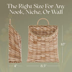 Boho Woven Wall Hanging Basket – Water Hyacinth Flat Back Basket - Image 5